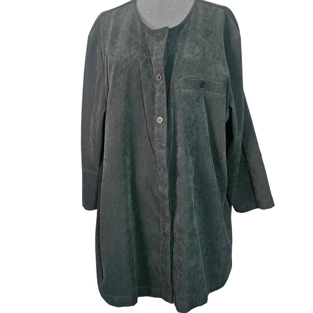 Green Faux Vegan Suede Blouse Size 1X